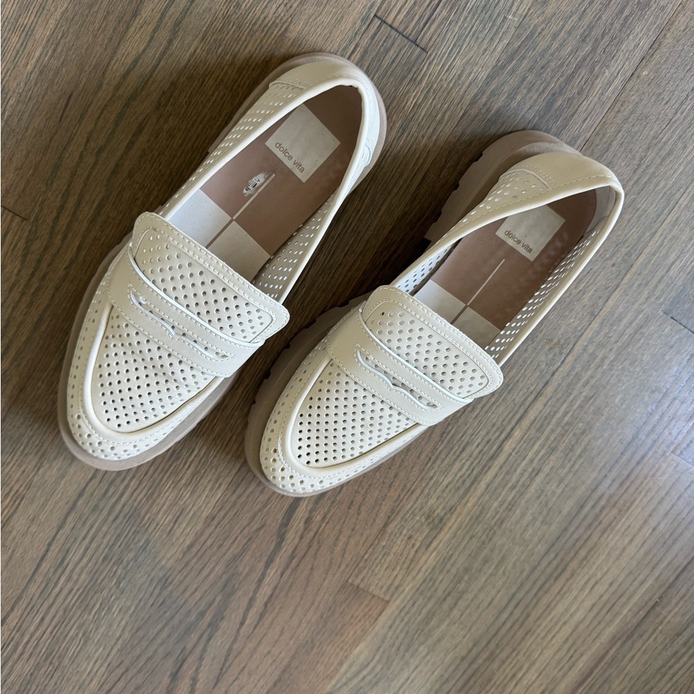 Dolce Vita Beige Perforated Loafers